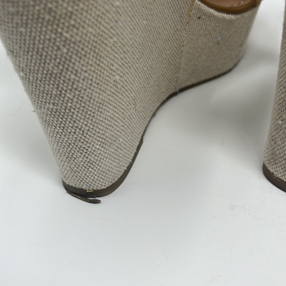 Steve Madden Wedge Sandal High Tan Size 8 Weave Strap - Picture 12 of 12